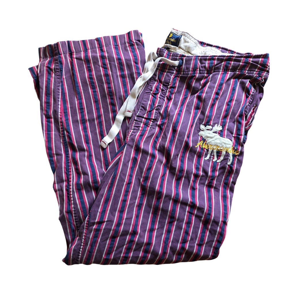 Abercrombie & Fitch Vintage Y2K Striped Pajama Pants Mens XL Burgundy Navy Blue